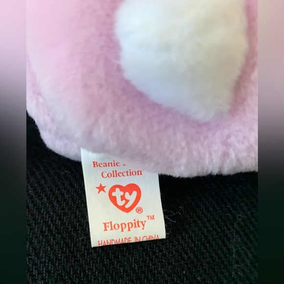FLOPPITY The purple bunny a TY beanie baby ventige, mint, retired, PVC pellets - Picture 3 of 5